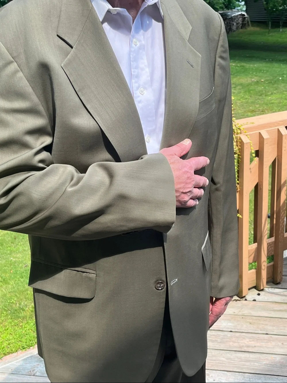 Vintage Example by Missoni Greenish Tan Two-Piece Suit Blazer & Pants 44R 38W